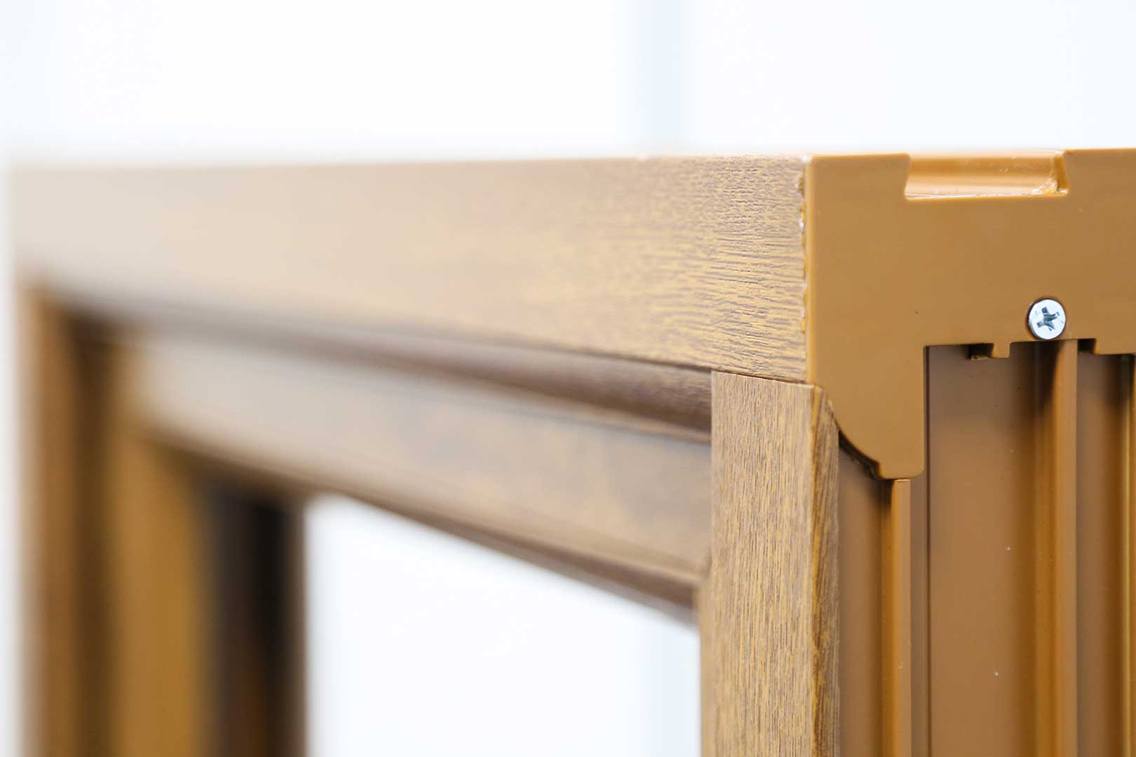 Close up of the uPVC casement windows woodgrain