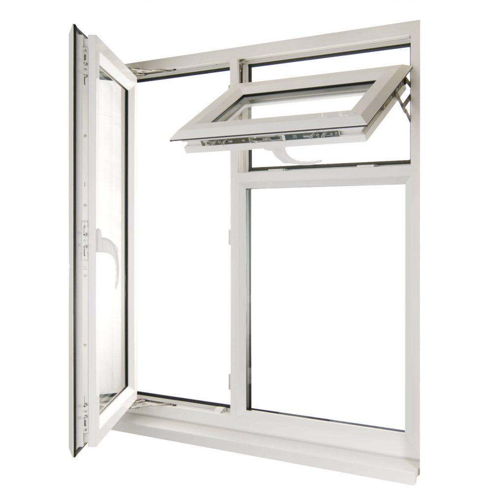 An example of a uPVC casement window in white