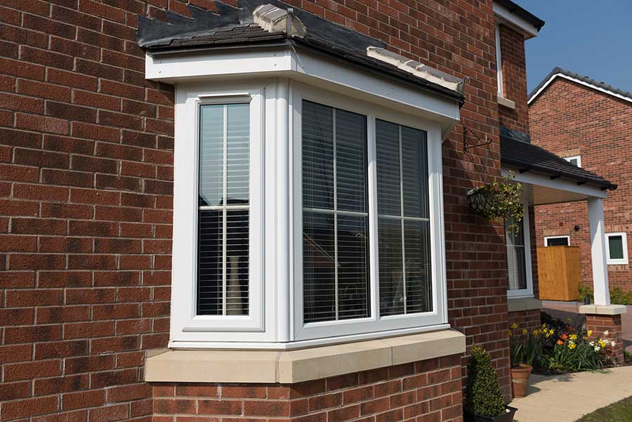 uPVC white Casement Bay Windows installed in a home in Somerset