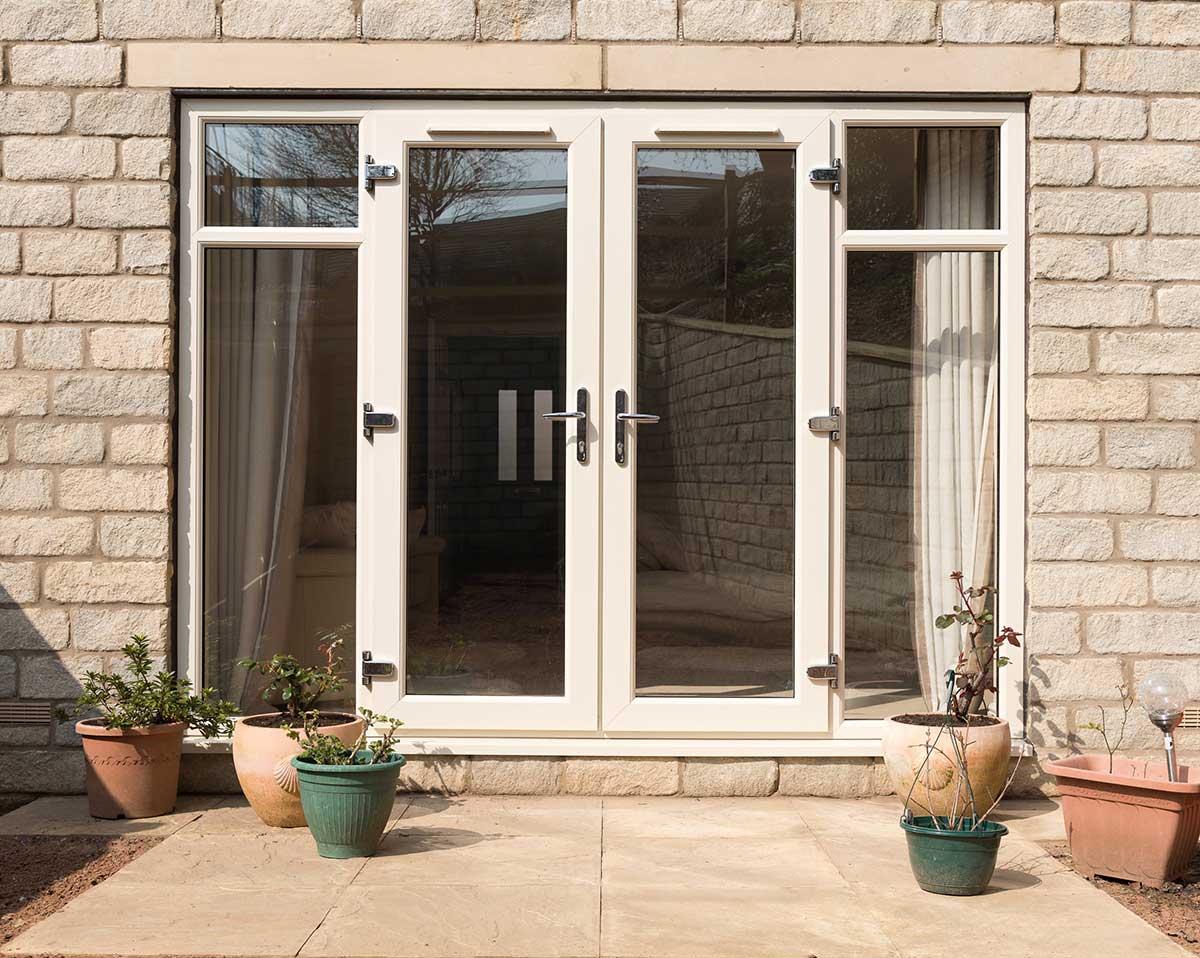 Liniar exterior french doors installed for a home 
